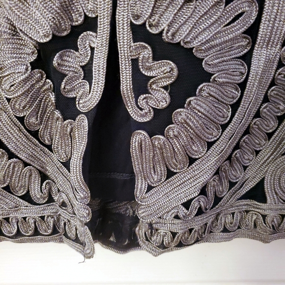 JS Collection Vneck Navy Silver Embroidered Midi Dress 10 NWT - Picture 8 of 9